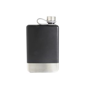 Black Flask w/SS Bottom, 8 Oz SS