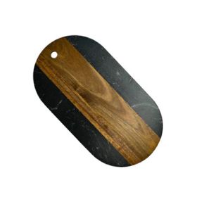 Black Marble/Acacia Oval Board 13" x 7"