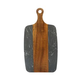 Black Marble/Acacia Wood Center Handled Board 13.75" x 7.25"