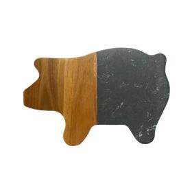 Black Marble/Acacia Wood Pig 8" x 11.75"