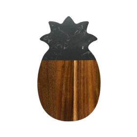 Black Marble/Acacia Wood Pineapple 12" x 7"