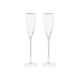 Gold Rim Tapered Champagne Flutes, Pair