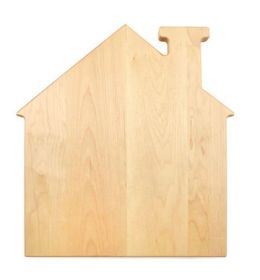 House Shaped Cutting Board, 13" x 14", Maple Finish Pine Wood