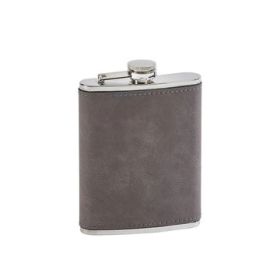 Leatherette Flask Grey 8  Oz Cap