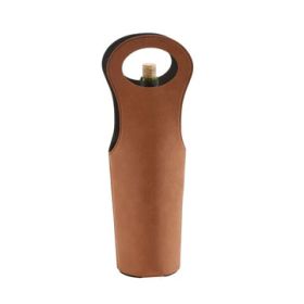 Leatherette Wine Holder, Caramel 14.5" H