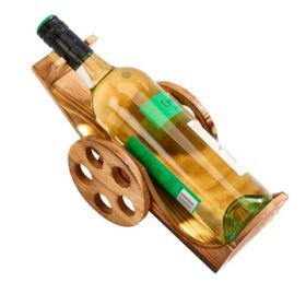 Light Wood Wine Bottle Cart, 6" X 12"