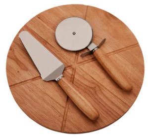 Pizza Board With 2 Utensils, 14" Dia