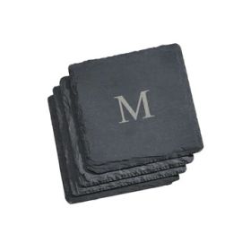 Set Of 4 Slate Coasters 4" Square