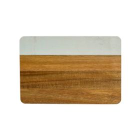 White Marble/Acacia Wood Rectangle Board 11.75" x 8"