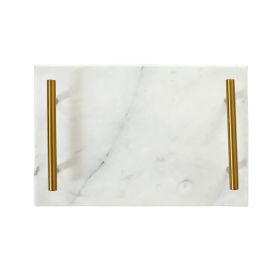 White Marble Board w/Gold Handles 8" x 12"