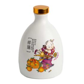 500ml Ceramic Empty Wine Jar Chinese Style White Wine Bottle Wine Jug Auspicious Child Wine Vase Flask Flagon