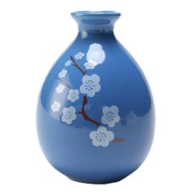 500ml Blue Ceramic Wine Jar Chinese Style Empty Wine Flask Peach Blossom Wine Bottle Small Flagon