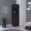 Bar Cabinet Papprika, 8 Wine Cubbies, Double Door, Black Wengue Finish