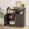 Metal Buffet Sideboard Cabinet with Storage,Storage Cabinet Modern Sideboard Buffet Table with Doors for Living Room Kitchen Dining Room,Black