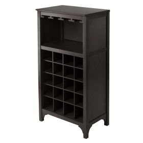 Wood Ancona Modular 20- Bottle Wine Cabinet, Espresso Finish