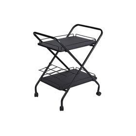 2-Tier Rolling Utility Cart with Wheels;  Metal Bar Service Cart With Wine Rack;  Lockable Wheel;  Multi-Functional Storage Rack