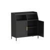 Metal Buffet Sideboard Cabinet with Storage,Storage Cabinet Modern Sideboard Buffet Table with Doors for Living Room Kitchen Dining Room,Black