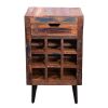 9 Bottle Storage Wine Rack Cabinet with 1 Drawer and Angled Metal Legs, Brown