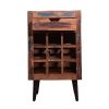 9 Bottle Storage Wine Rack Cabinet with 1 Drawer and Angled Metal Legs, Brown