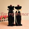 2Pcs Velvet Wine Bottle Covers Elegant Wine Bags Casing for Wedding Blind Tasting Party Dining Party, Black