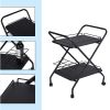 2-Tier Rolling Utility Cart with Wheels;  Metal Bar Service Cart With Wine Rack;  Lockable Wheel;  Multi-Functional Storage Rack