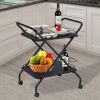 2-Tier Rolling Utility Cart with Wheels;  Metal Bar Service Cart With Wine Rack;  Lockable Wheel;  Multi-Functional Storage Rack