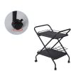 2-Tier Rolling Utility Cart with Wheels;  Metal Bar Service Cart With Wine Rack;  Lockable Wheel;  Multi-Functional Storage Rack