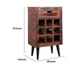 9 Bottle Storage Wine Rack Cabinet with 1 Drawer and Angled Metal Legs, Brown