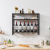 Industrial Wall-Mounted Wine Rack with Holder