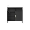 Metal Buffet Sideboard Cabinet with Storage,Storage Cabinet Modern Sideboard Buffet Table with Doors for Living Room Kitchen Dining Room,Black