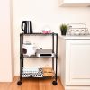 Simple Deluxe Heavy Duty 3-Shelf Shelving with Wheels, Adjustable Storage Units, Steel Organizer Wire Rack, 23" W x 13" D x 33" H, Black