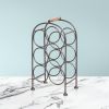 20 Inch Industrial Wine Rack Holder, Arched Iron Frame, 6 Bottle Storage, Gunmetal Gray