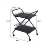 2-Tier Rolling Utility Cart with Wheels;  Metal Bar Service Cart With Wine Rack;  Lockable Wheel;  Multi-Functional Storage Rack