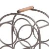 20 Inch Industrial Wine Rack Holder, Arched Iron Frame, 6 Bottle Storage, Gunmetal Gray