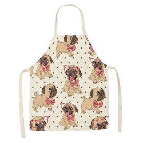 Cartoon Cute Dog Printed Cotton And Linen Apron Kitchen Home Cleaning Parent-child Sleeveless Coverall Generation Hair (Option: W 14024-47x38cm)