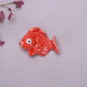 Japanese-style Chopsticks Shelf-year Fish Ceramic Ornaments (Color: Orange)