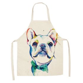 Cartoon Cute Dog Printed Cotton And Linen Apron Kitchen Home Cleaning Parent-child Sleeveless Coverall Generation Hair (Option: W 14015-47x38cm)