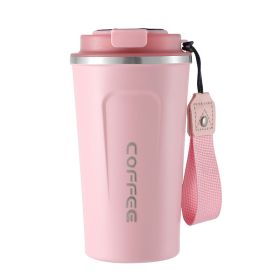 Smart Coffee Cup Stainless Steel Portable Vacuum Cup (Option: Transparency Cover Pink-510ml)