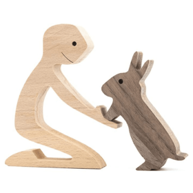 DIY Figurine Wood Sculpture Home Decoration (Option: V with coat paint)