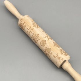 Christmas Reindeer Snowflake Pine Print Wooden Rolling Pin (Option: Big Snowflake-Small Size)