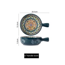 European Bohemian Ceramic Bowl Household Plate (Option: 6 Inch Handle Bowl)