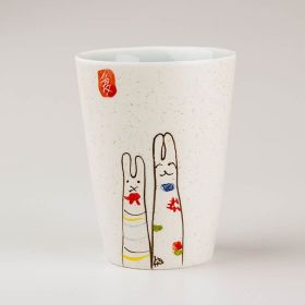 Ceramic Hand Pearl Glaze Cup (Option: Love Long Rabbit-301to400ml)