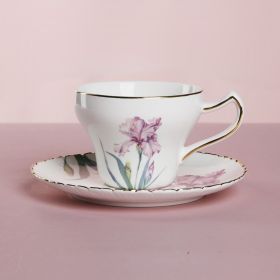 Nordic Light Luxury Love Lusi Coffee Cup Plate Set (Option: Pink Flower De Luce Gift Box-201to300ml)