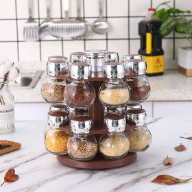 Kitchen Supplies Small Seasoning Bottle Combination Small Seasoning Containers With Shelf (Option: Brown Double 16 Bottles)