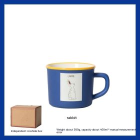 Animal Klein Blue Ceramic Mug Large Capacity Creative Small High-looking Drinking Cup Breakfast Coffee Cup (Option: Rabbit-301 To 400ml)