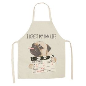 Cartoon Cute Dog Printed Cotton And Linen Apron Kitchen Home Cleaning Parent-child Sleeveless Coverall Generation Hair (Option: W 14026-47x38cm)