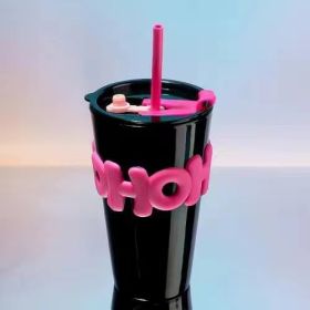 New High Capacity Girl Creative Glass Office Water Cup (Option: Barbie Pink-401ml to 500ml)