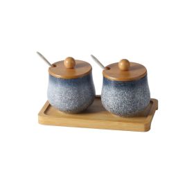 Japanese Style Ceramic Chili Oil Condiment Bottle And Jar Combination Set (Option: Mercury-2PCS)