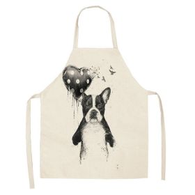 Cartoon Cute Dog Printed Cotton And Linen Apron Kitchen Home Cleaning Parent-child Sleeveless Coverall Generation Hair (Option: W 1405-47x38cm)