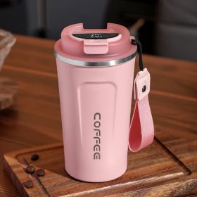 Smart Coffee Cup Stainless Steel Portable Vacuum Cup (Option: Smart Pink Transparency Cover-510ml)